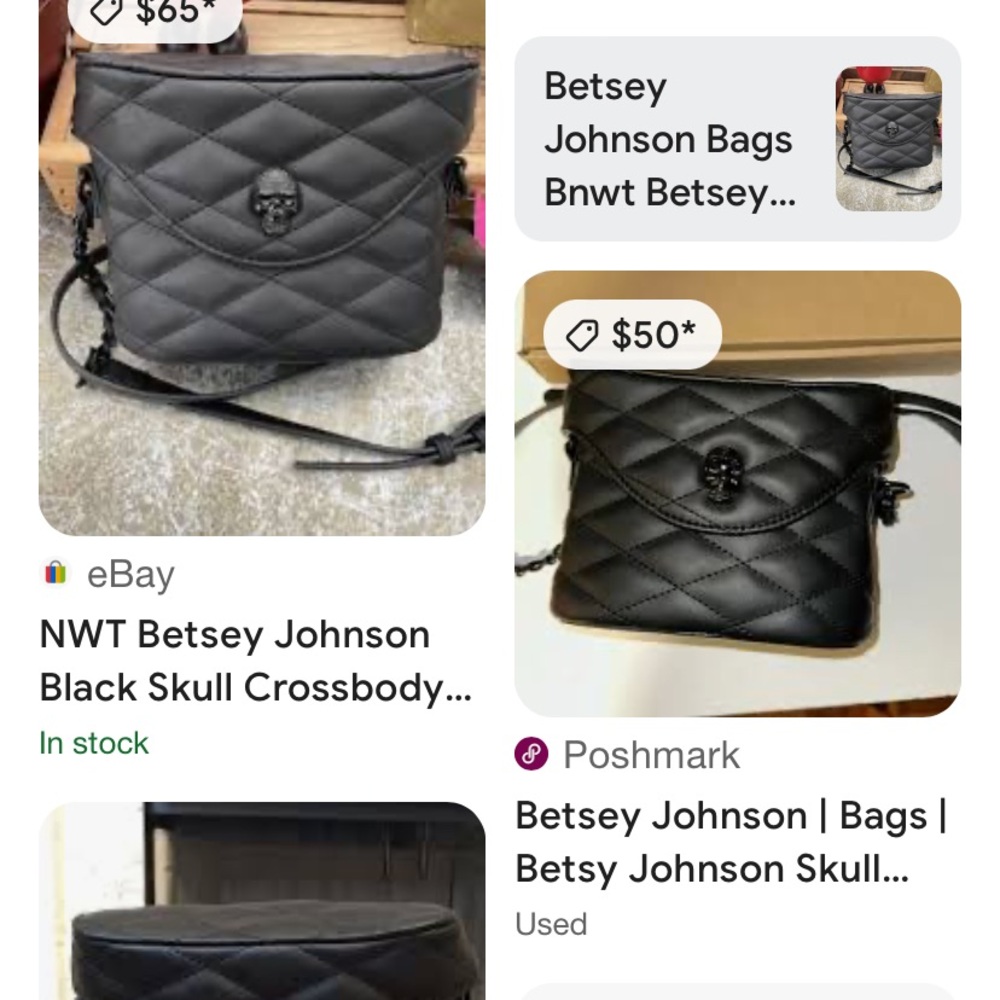 BETSEY JOHNSON Quilted Skull Accent Bag by Never Used! SO SO WELL MADE AND CUTE! - Picture 2 of 14